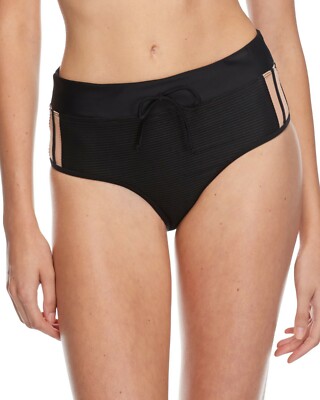 Body Glove Scandal Retro Ribbed Full Coverage Bikini Bottom Size XS Black  17335