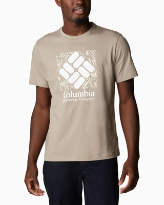 

Мужская футболка с рисунком Columbia Rapid Ridge Olive White Sportswear Tee Top, Зеленый, Columbia Rapid Ridge Graphic T-Shirt