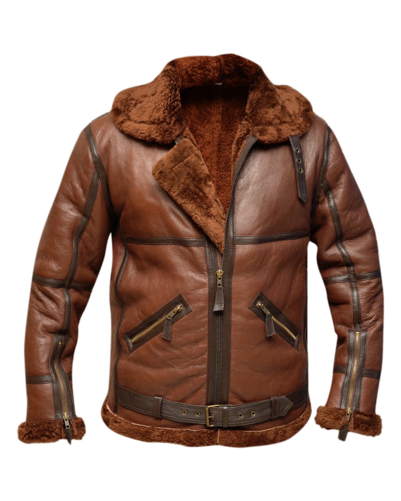 Preowned Rsh Leathercraft Raf British Flying Real Shearling Real