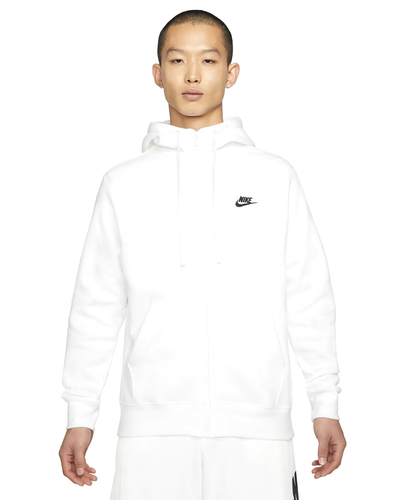

Мужская худи Nike Sportswear White/Black Club Fleece с молнией во всю длину (BV2645 100), White/white/black