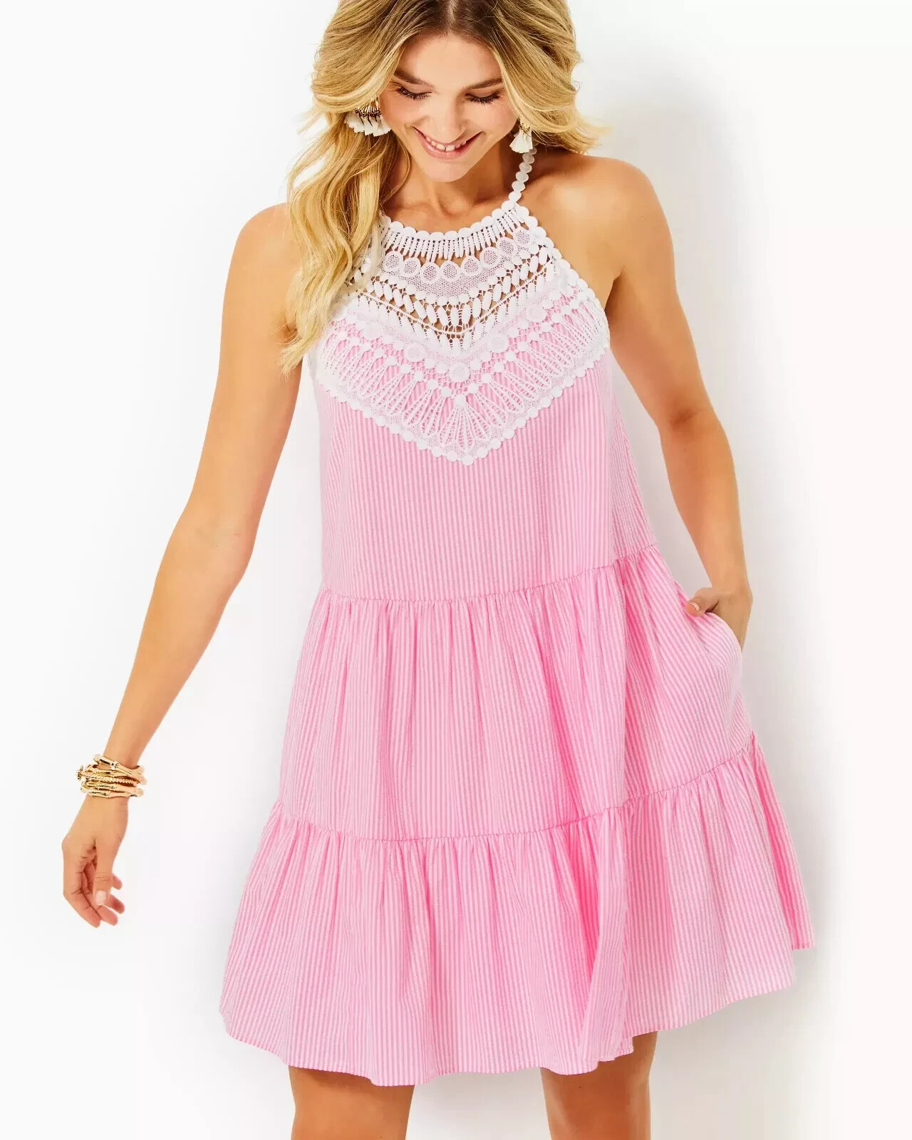 NEW Lilly Pulitzer Britt Havana Pink Seersucker Stripe