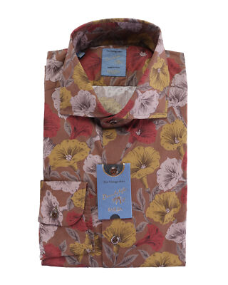 NWT BARBA Napoli DRESS SHIRT Dandy life brown floral handmade 40 15 3/4