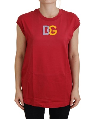 DOLCE & GABBANA DOLCE & GABBANA LOGO TANK TOP T-SHIRT IN - TOPS - RED -SIZE 40