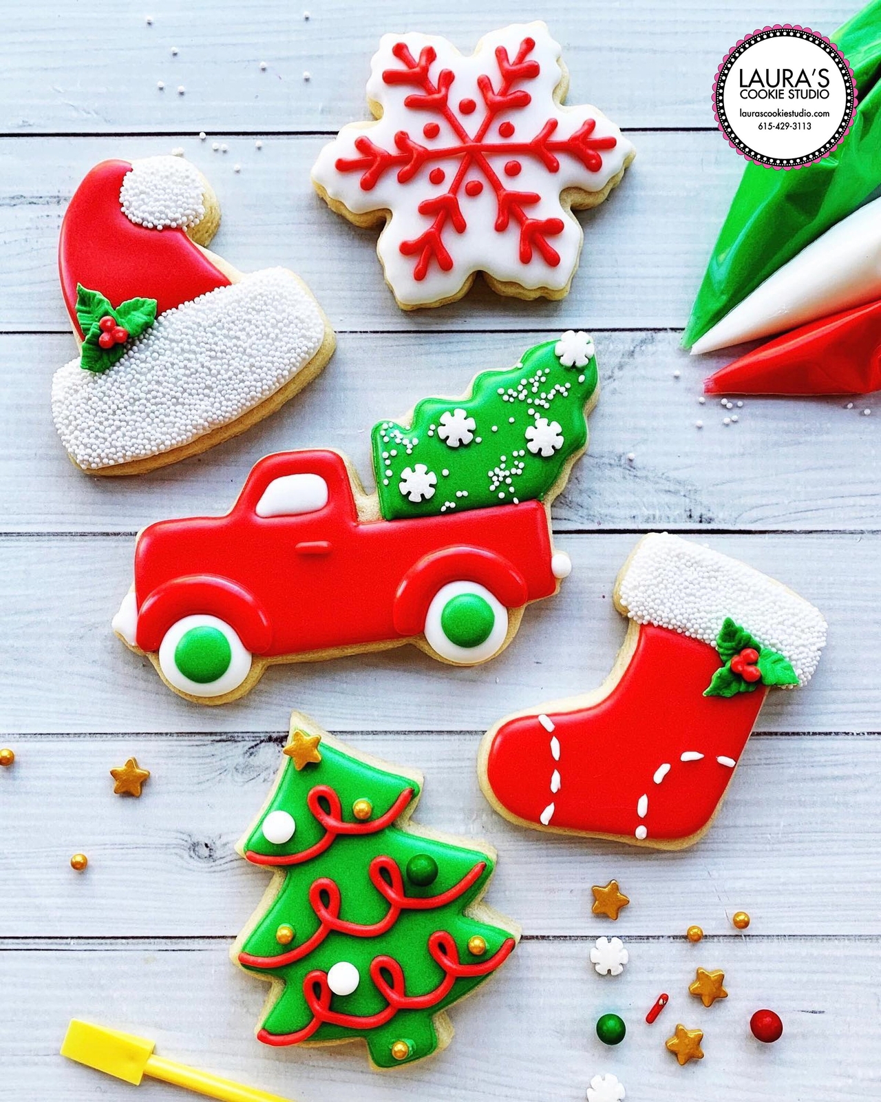 Truck with Tree Cookie Cutter 5'' Metal Vintage Christmas