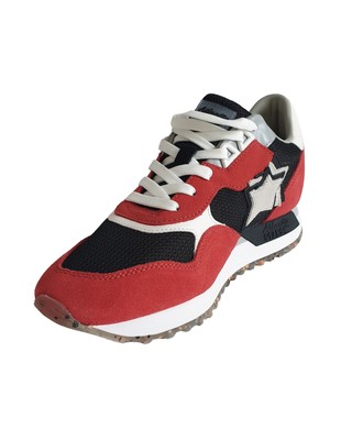 Pre-owned Atlantic Stars Low Shoes Dracoc Trainers Textile And Suede Black Red Man In Black/red