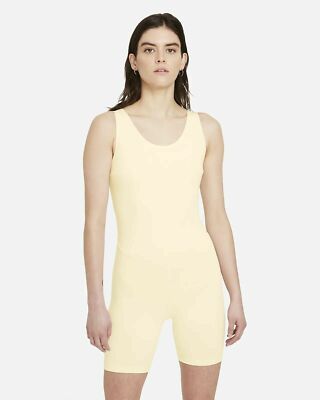 Women s Nike Sportswear Icon Clash 1-Piece Romper Bodysuit Tight Fit XL Yellow 