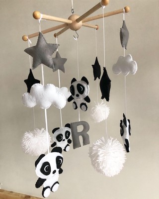 cot mobile black and white