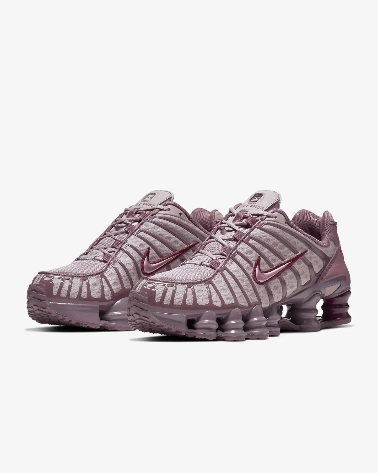 Pre-owned Nike Women's Shox Tl Shoes - Pumice/ Night Maroon (ar3566-200) In Red