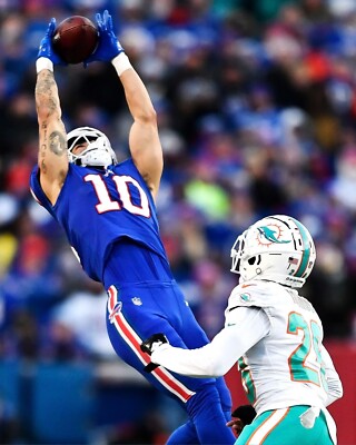 Khalil Shakir Making a Catch Mid Air Buffalo Bills 8x10 NFL Football Photo