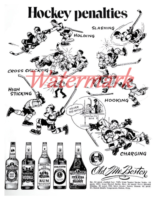 NHL Hockey Penalties Advertisement by Old Mr. Boston  8