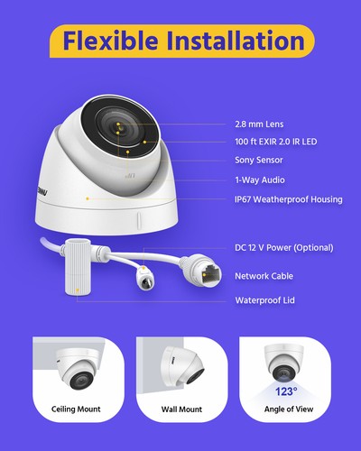 ANNKE 4K POE Security IP Camera Audio Recording C800 Outdoor Night Vision H.265+