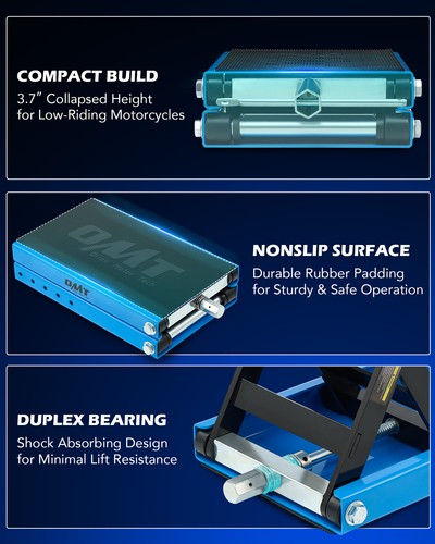 OMT 1100lb Motorcycle Scissor Jack Lift Wide Deck T Handle Hoist Stand ATV Bike