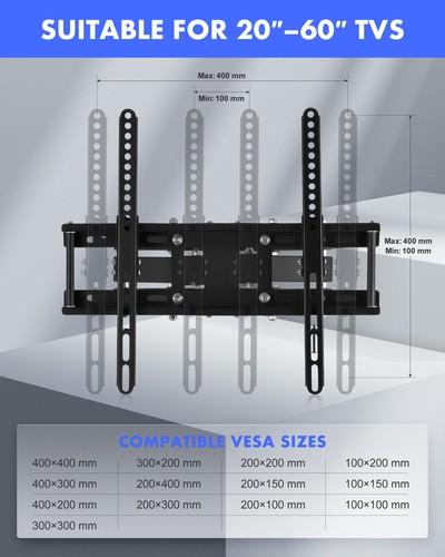 FULL MOTION DUAL ARM TV WALL MOUNT BRACKET 36 40 42 47 50 52 55 60 65 70 80 inch