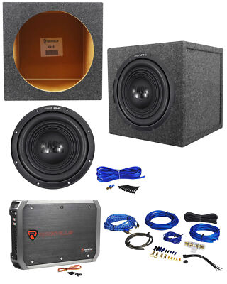 Alpine W12S4 12'' 750w Car Subwoofer+Sealed Sub Box Enclosure+Amplifier+Amp Kit