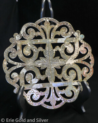 EK&S France Vintage Silverplate 10 Inch Expandable Round Trivet Tray