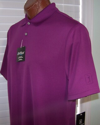PGA TOUR GOLF s/s AIR Flux WICKING, Sun Protection POLO sz L GRAPE JUICE