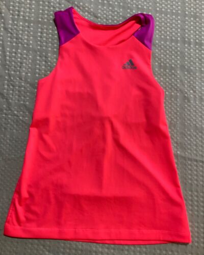 Adidas girls Small 8-10 athletic tank top hot pink & purple activewear shirt