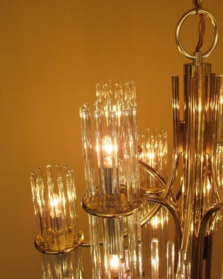 Vintage Lighting glamorous 1970s glass rod chandelier by Lightolier