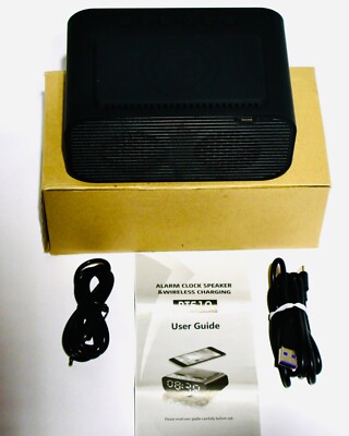 NEW- Digital Alarm Clock; Wireless Phone Charger with Speaker and Sleep Timer