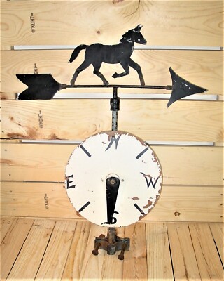 Antique Handcrafted Dial Weathervane with Running Horse on Arrow Unusual Design
