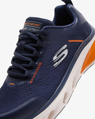 skechers glide navy orange shoe men memory foam mesh sport comfort casual 232269 294176204697