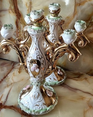 🕯 Barocco Imperiale-Candelieri Fiorentini Vintage con rilievo,Revival Barocco