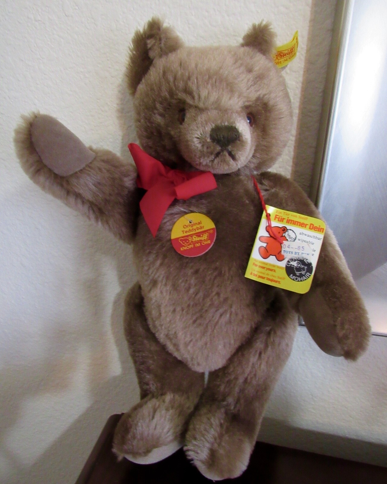 Vintage 1950's STEIFF Original Teddy Bear Brown Mohair