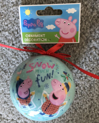 NWT Peppa Pig Christmas Ornament New  Snow Much Fun  Blue Round