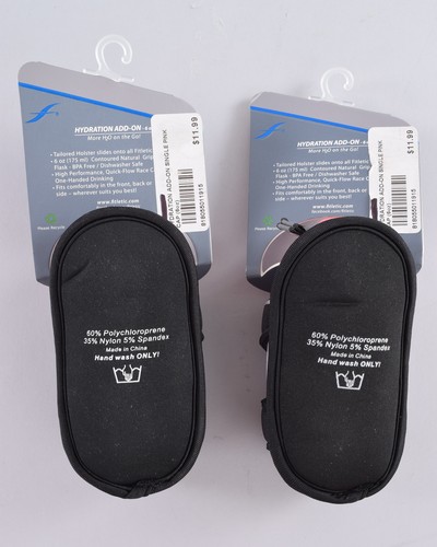 Lot of 2 Fitletic Hydration Add-On 6 Oz. Black Pink Cap Quick Flow Race Cap