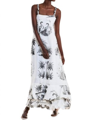 Pre-owned Oopscool Marseille Toile Maxi Dress In White/black - Size M