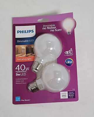 40W Equiv. G25 LED Light Bulb Soft White Frosted Globe 2ct.