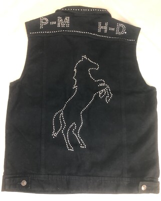 Post Malone X Harley Davidson Studded Horsepower Denim Motorcycle Vest Men s L