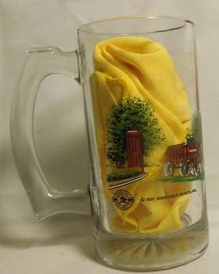 1991 ANHEUSER-BUSCH BUDWEISER CLYDESDALE GLASS MUG CLYDESDALES GRAPHICS