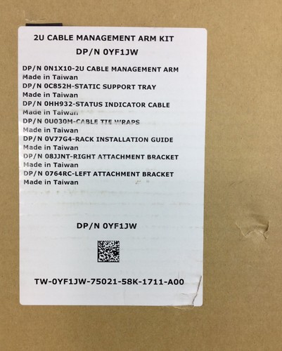 NEW IN BOX DELL 2U CABLE MANAGEMENT ARM KIT 0YF1JW YF1JW, B829
