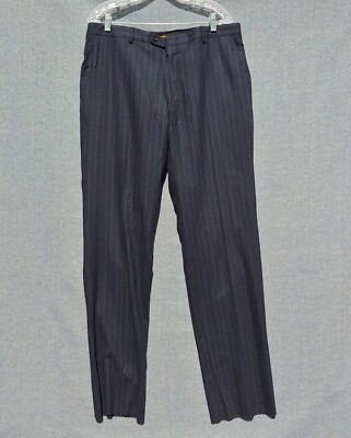 NWT Mens Hickey Freeman Dark Blue Chalk Stripe Dress Suit Pants SZ 36 UNHEMMED