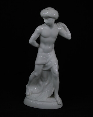 Adolph Amberg Blanc De Chine Porcelain Figure of INDIAN MAN WITH TURKEY 