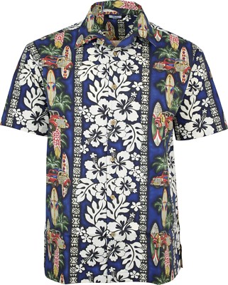 Relco Hommes Hawaïen Chemise Manches Courtes 50's Aloha Rétro Indie Surf Palme