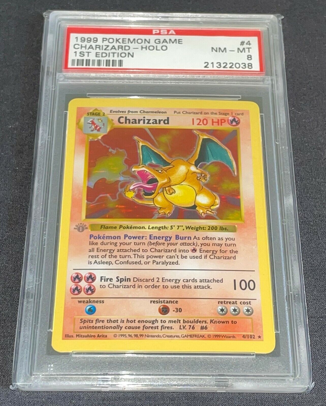 Pokemon Card - PSA 8 Grey Error Stamp 1st Edition Charizard Pokemon Card - PSA 8 Grey Error Stamp 1st Edition Charizard