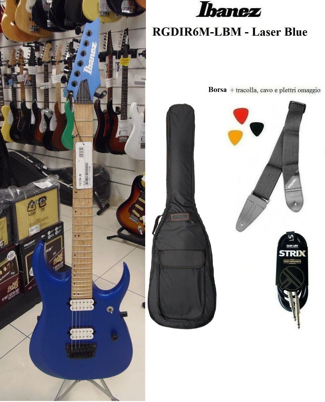 Ibanez Iron Label RGDIR6M - Laser Blue Matte | Sweetwater Ibanez