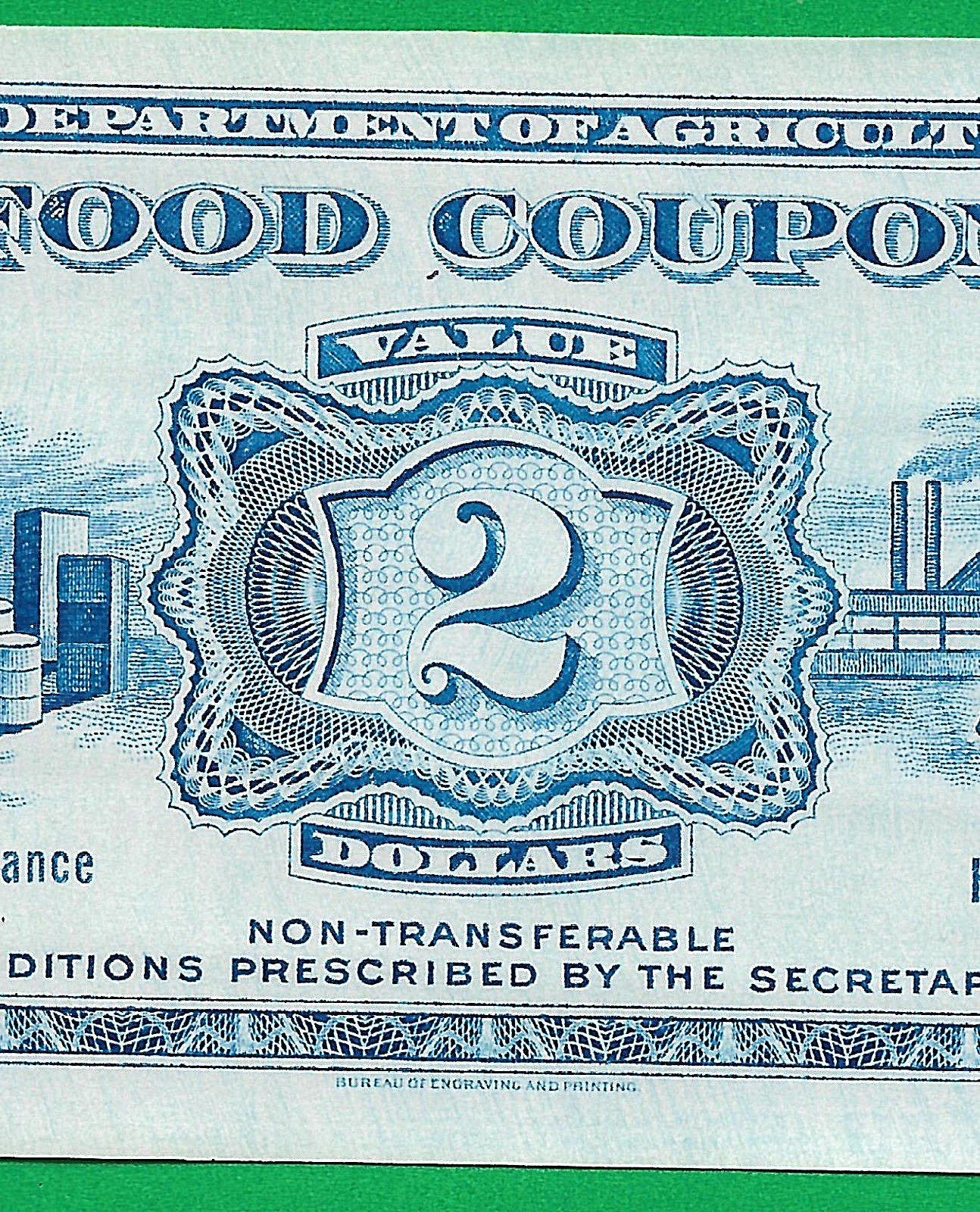 Food  Stamp coupon $2.00 1967 circulated WITH PRINERS CUTTING gide LINES USDA