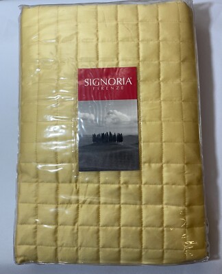 Signoria Firenze Italy Box Quilt King Pillow Sham Yellow Gold Egyptian Cotton