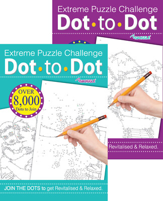 2 x EXTREME ADULT DOT TO DOT PUZZLE BOOKS CHALLENGING PICTURES DRAWING ACTIVITY
