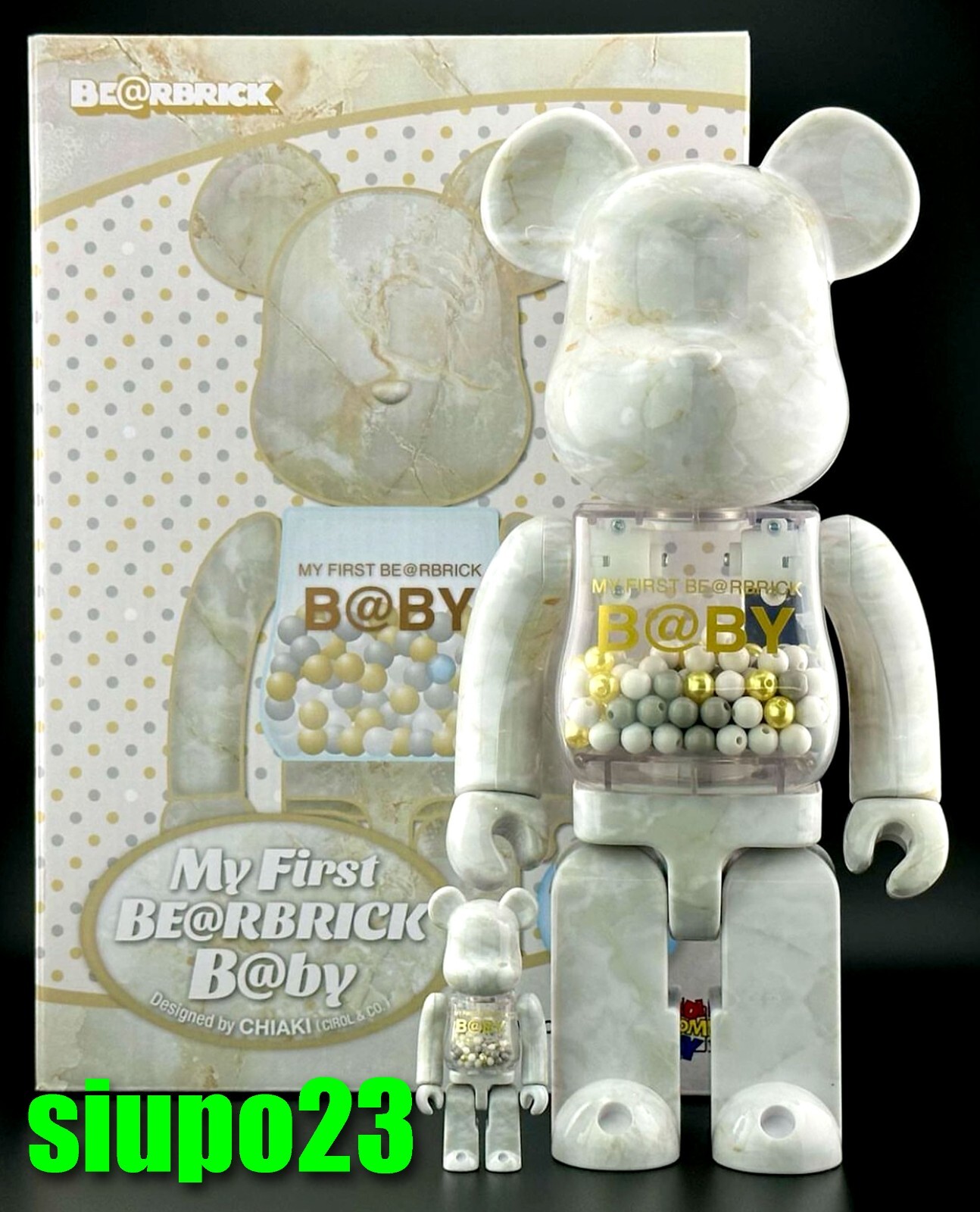 MY FIRST BE@BRICK MARBLE Ver 100％＋400％ Bearbrick My First Baby Marble Ver. 100% & 400% Set White