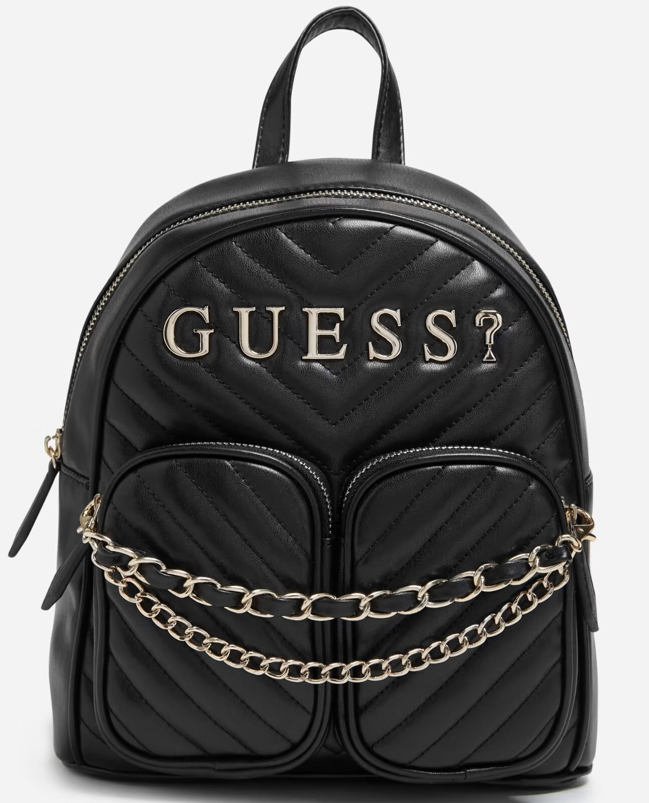 NEW GUESS Женский стеганый рюкзак-сумка с цепочкой - черный