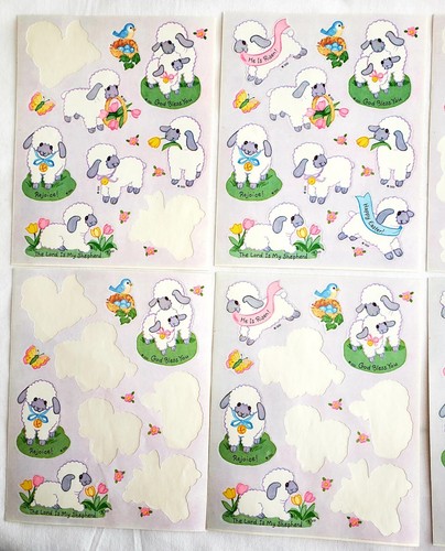1990's Religious Easter Lamb Sticker Sheets GGI Gibson Gifts