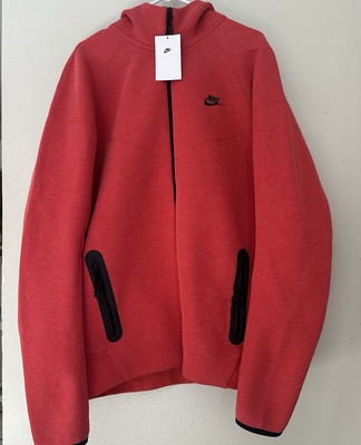 Men's Nike Sportswear Tech Fleece Windrunner Full Zip Hoodie Light Red Size XLTT