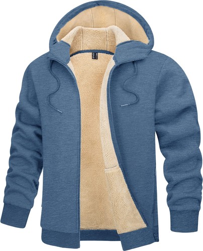 Men's Winter Thermal Sweatshirts Full-Zip Up Sherpa Fleece Lined Hoodie Jacket