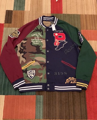 ralph lauren patchwork baseball jacket