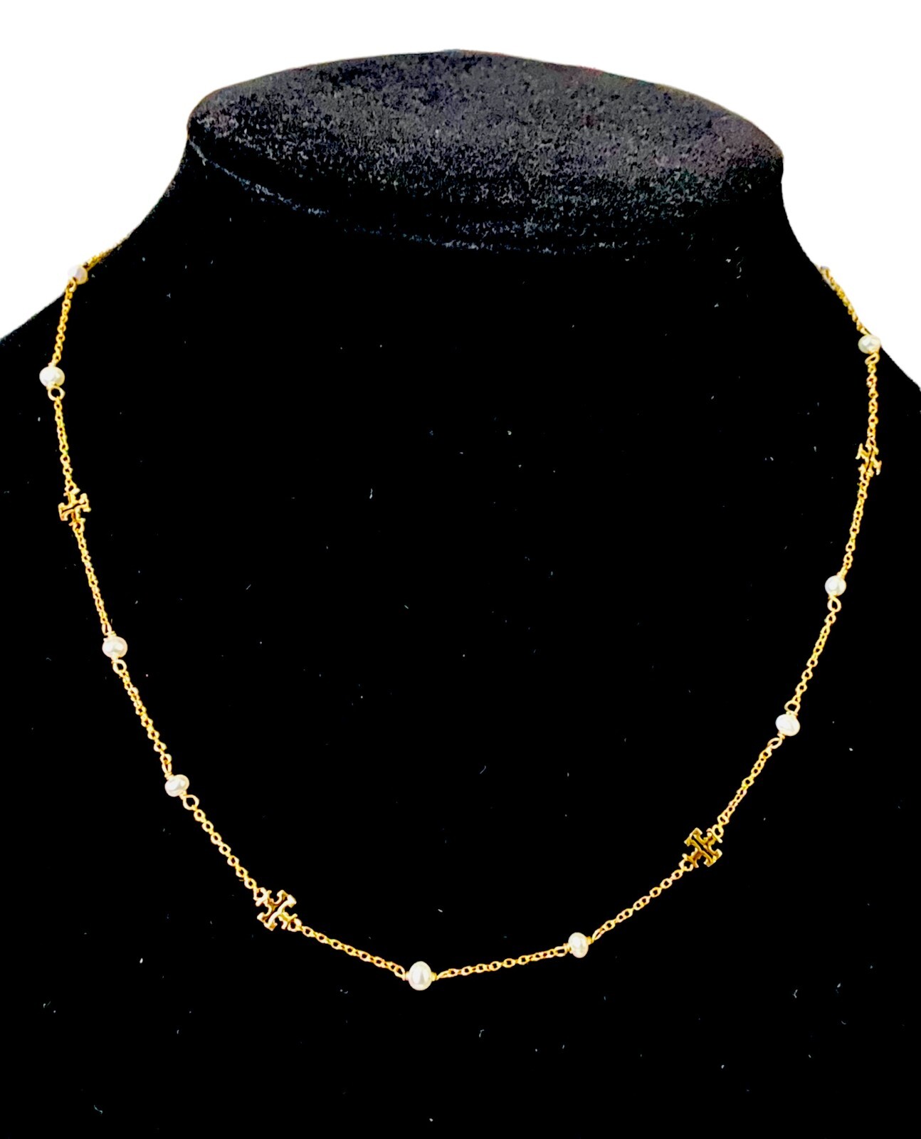 Auth NEW Stunning Tory Burch Kira Cultured Pearl & Logo