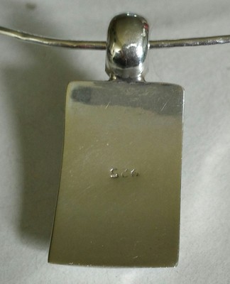 Sterling Collar Necklace & Turquoise Inlay Pendant